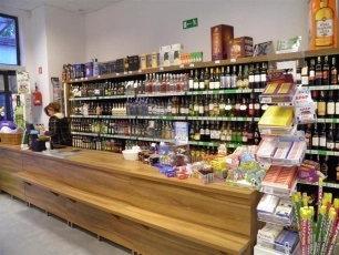 premium checkout counter with barcode scanner