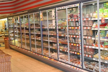 refrigerated shelving for beverages with vertical display case