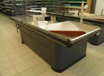 checkout counter with extended goods area