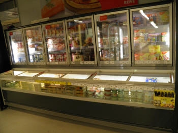modern refrigerated counter with LED lighting