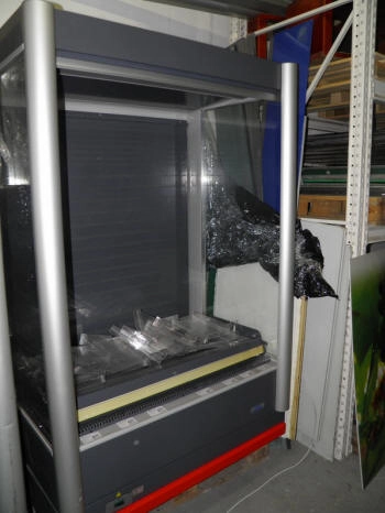 refrigerated shelving with LED lighting for meat